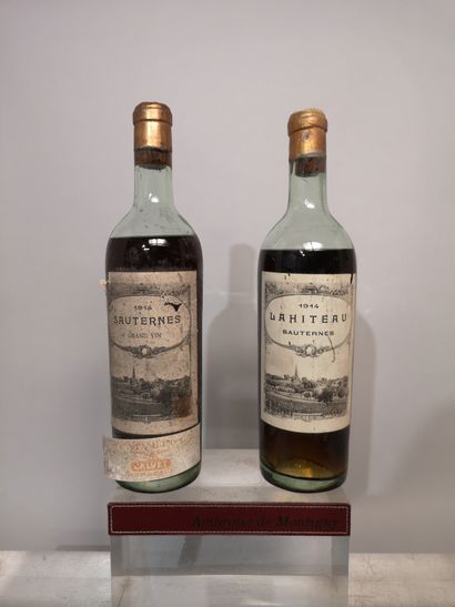 2 bouteilles SAUTERNES DIVERS de 1914 1 Ch....
