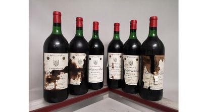 null 6 magnums Château LABEGORCE ZEDE 1975 - Margaux 
Étiquettes tachées, déchirées....
