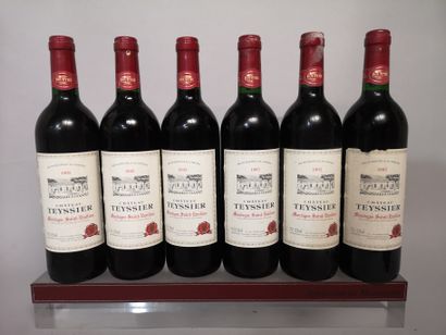 null 6 bouteilles Château TEYSSIER 1995 - Montagne Saint Emilion 
1 étiquette légèrement...