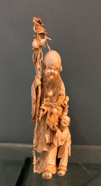 Carved ivory statuette depicting Shoulao...