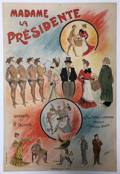 null Lot comprenant 22 affiches :
- Eugène DIAZ (1897-1901). La coupe du Roi de Thulé...