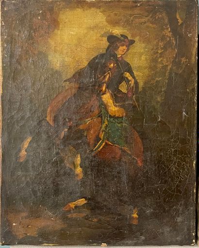 null Ecole du XIXe siècle
Portrait d'homme au chapeau et Cavalier dans la forêt
Deux...