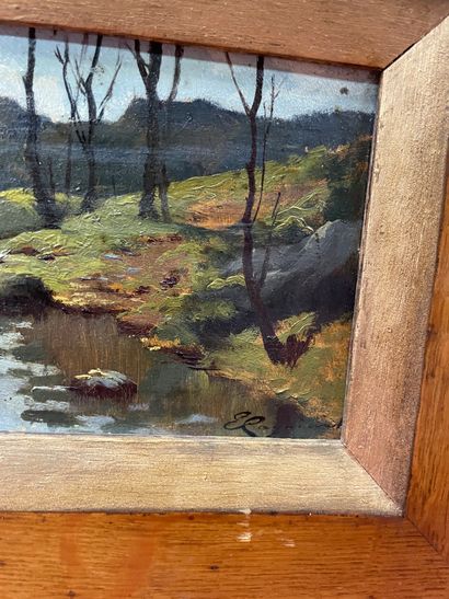 null Emile CAGNIART (1851-1911)
Paysage à la rivière
Huile sur panneau signé en bas...