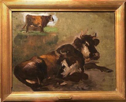 null Ecole française du XIXème siècle
Etude de vaches
Toile marouflée sur carton,...