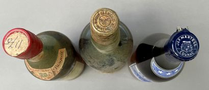null 3 bottles :
Cognac MARTELL, Cognac Bisquit Dubouché, Rhum CLEMENT
As is