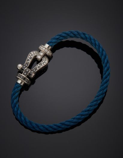 null FRED - Bracelet en or gris 18K 750‰, modèle « Force 10 », la manille sertie...