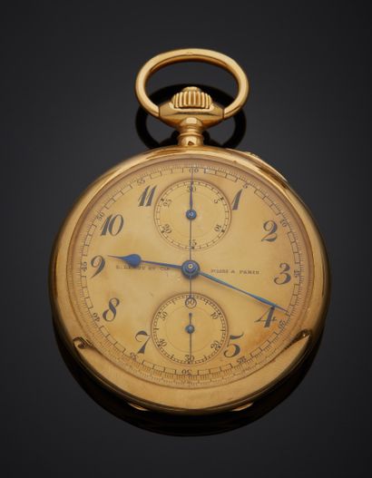 null L. LEROY et Cie - 18K yellow gold 750‰ gousset chronograph watch, round shape,...