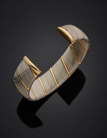 CARTIER - 18K gold 750‰ and steel wire open...