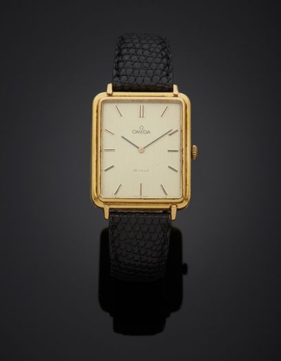 null OMEGA de Ville - Men's 18K yellow gold 750‰ cushion-shaped rectangular watch...