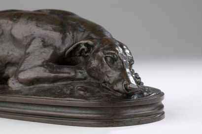 null Antoine Louis Barye (1795-1875)
Reclining greyhound
Cast by the Barye workshop...