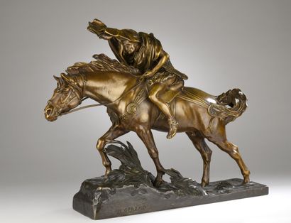  Jean-Léon Gérôme (1824-1904) 
Caesar crossing the Rubicon
Bronze with light brown... Gazette Drouot