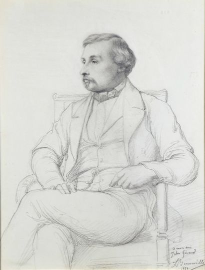 null François Léon BENOUVILLE (Paris 1821-1859)
Portrait de Jules Girard
Crayon noir.
Dédicacé,...