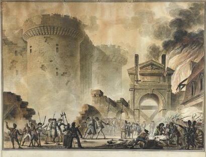 null Jean-Pierre Louis Laurent HOUEL (Rouen 1735-Paris 1813)
La prise de la Bastille
Plume...