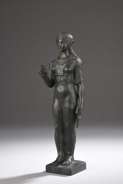 null FRANCE, XIXe siècle
Déesse égyptienne
Statuette en bronze à patine brun foncé.
H....