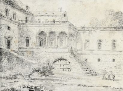 null Hubert ROBERT (Paris 1733-1808)
Un palais italien
Pierre noire.
23,5 x 31,5...