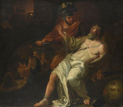 null École FRANÇAISE vers 1780
La mort d’Archimède
Huile sur toile
81 x 92 cm	 
Sans...