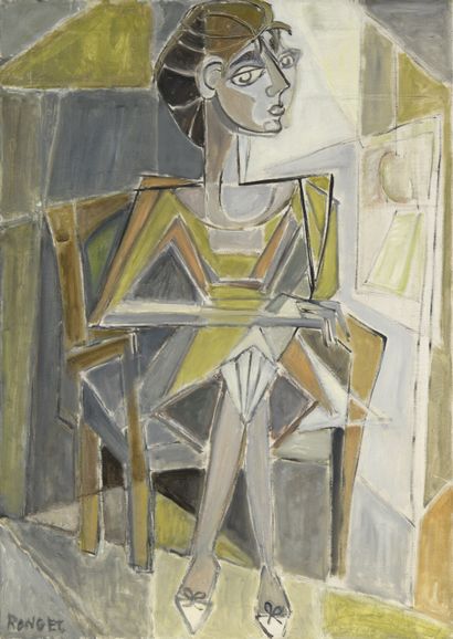 null Elisabeth RONGET (1899-1980)
Portrait de femme assise 
Huile sur toile.
Signée...