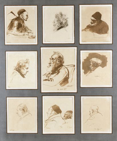 null Isidore PILS (Paris 1815 - Douarnenez 1875)
Neuf dessins sur le même montage.
Caricatures...