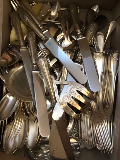 Set of silver-plated cutlery and serving...