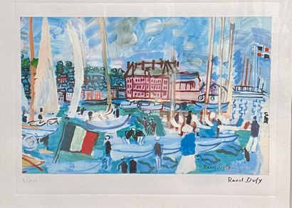 null Based on Raoul DUFY
Lively seaside in Normandy
Print on paper signed in the...