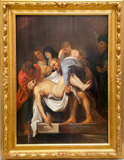  Flemish school after Caravaggio, late 18th - early 19th century
The Entombment 
Oil... Gazette Drouot
