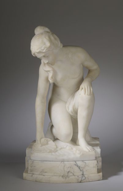 null École française du XIXe siècle
Vénus 
Statuette en marbre blanc
H. 44 cm, repose...