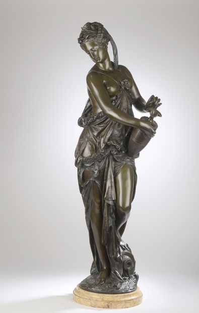 null Albert Ernest carrier Belleuse (1824-1887)
La Source
Bronze à patine brune 
Signé...