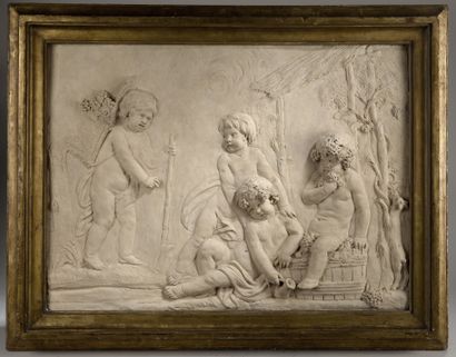null Attribué à Claude François Attiret (1728-1804)
Les vendanges
Bas-relief en terre...