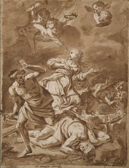 null Attributed to Daniel SEITER (1649-1705)
The Martyrdom of Saint Catherine 
Pen...