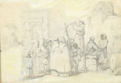 null Isidore PILS (Paris 1815 - Douarnenez 1875)
Franciscan monk preaching to Italian...