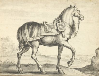 null 17th century HOLLAND school.
Horses in profile
Pair of drawings, black and gray...