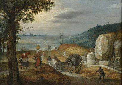 null Marten RYCKAERT (Antwerp 1587-1631)
Leaving for the market
Oak panel, reinforced
25.5...