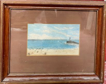 null Early 20th century French school
Strollers on the beach
Watercolor.
12 x 20...