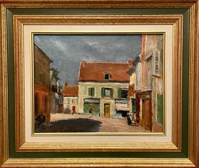 null René THOMSEN (1897-1976)
Houses with red roofs, 1941
Oil on canvas.
Signed and...