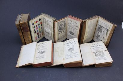 null [Beaux-Arts] Réunion de 8 volumes.
1/ - Laugier, Marc-Antoine. - Manière de...