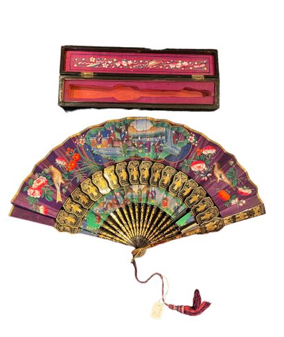 null A horseman, China, 19th century
A "cabriolet" fan composed of two sheets of...