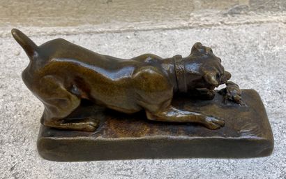 null E.M. SAMSON (XIX-XX)
Dog with crab
Bronze with brown patina. Signed.
14 x 9...