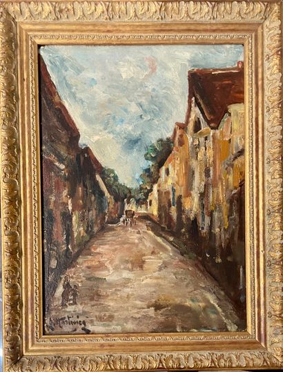 null 20th century French school 
Lively alley
Oil on card signed lower left Hartwicz?...