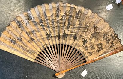 null Shadows, Japan, 19th century
Folded fan, the double sheet of paper painted with...