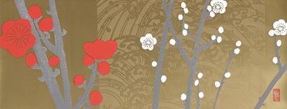 null Toshimitsu IMAÏ (1928-2002)
Flowering branches, 1988
Silkscreen print on gold-backed...