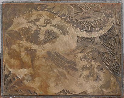  Paul JOUVE (1880-1973)
Copper plate on lead frame for the illustration Puissance... Gazette Drouot
