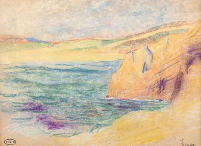  Maximilien LUCE (1858-1941)
Brittany, the mouth of the Trieux, the rocks
Colored... Gazette Drouot