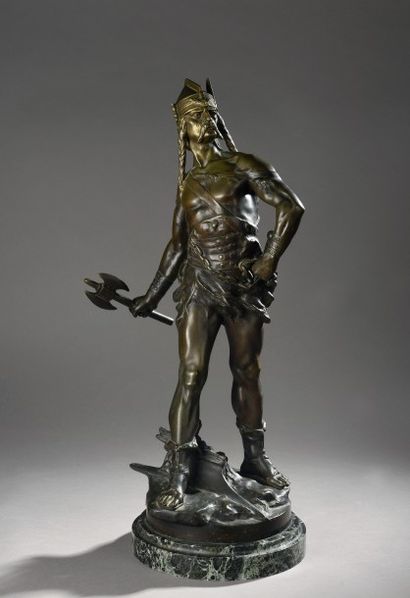 EDOUARD DROUOT (1859-1945) Vercingetorix.

Epreuve en bronze à patine brun nuancé...