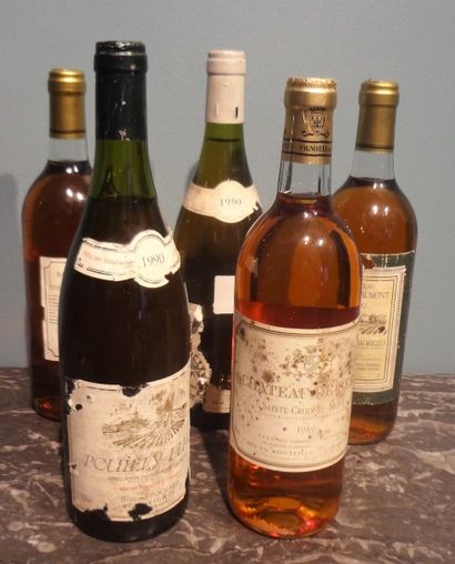 null 5 bouteilles de vin blanc dont un Pouilly Fumé 1990 et un Château de Bern 1989

On...