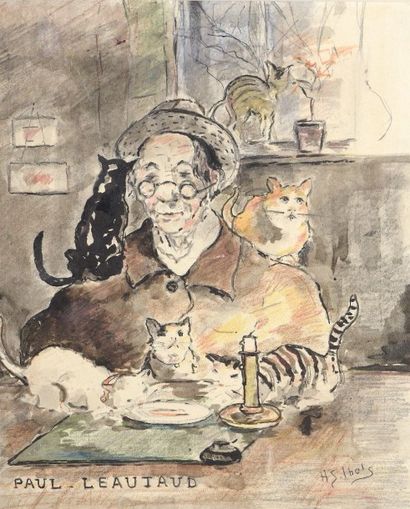 null Henri IBELS (1867-1936)

Paul Léautaud entouré de ses chats

Lavis d'encre et...
