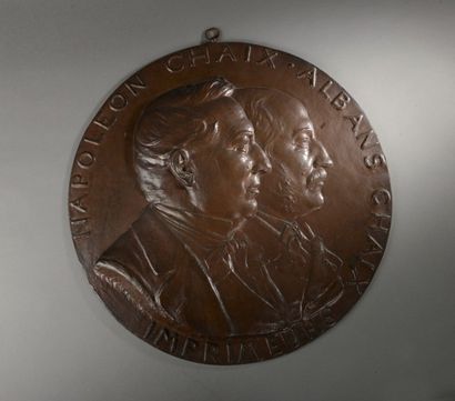 null [Crauk, Gustave] 1827-1905. - . Grand médaillon en bronze (diam. 60 cm) représentant...