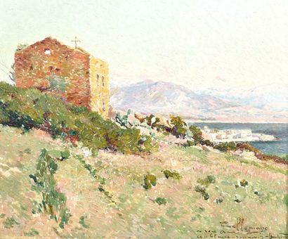 null David DELLEPIANE (1866-1932)

Ruines d'église au bord de mer, Provence

Huile...