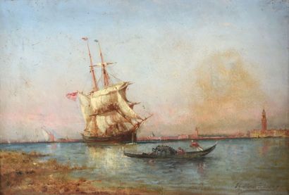 null Michel Gallard-Lepinay(1842-1885) 

Voilier à Venise 

Huile sur toile, signée...