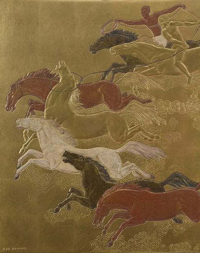 null Jean DUNAND (1877-1942)

La conquête du cheval

Panneau laqué, vers 1935

Réduction...