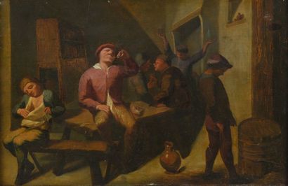 null Attribué à Pieter de BLOOT (1601-1658)

Intérieur de taverne avec un fumeur

Panneau...